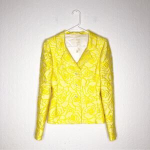 Peggy Jennings yellow floral button front blazer